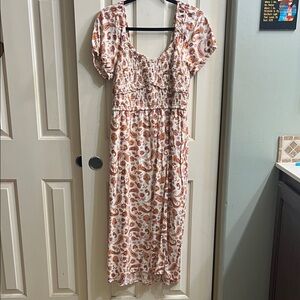 Hollister Paisley Print Midi Dress in Pink and White